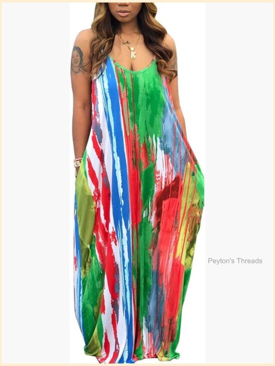 Dresses & Skirts - Plus Size Maxi Dress Sleeveless with Pockets and Belt